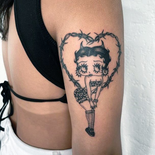 Decorative Betty Bop Tattoo On Female