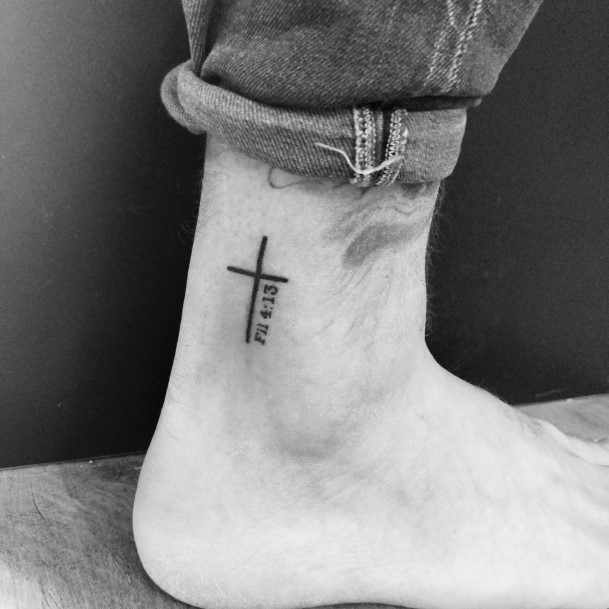 Decorative Bible Verse Tattoo On Female Ankle