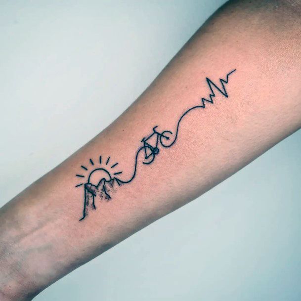 Decorative Bicycle Tattoo On Female