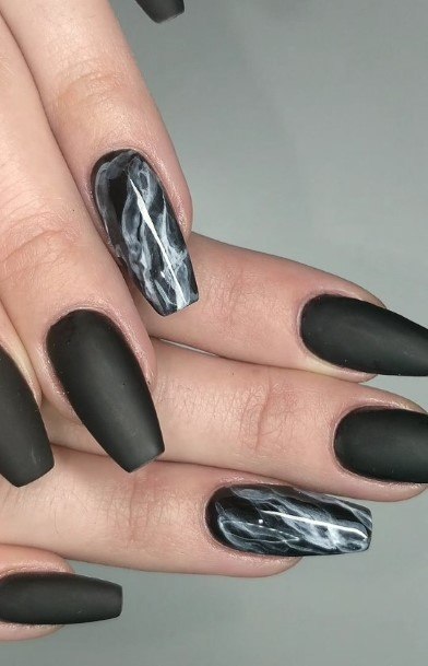 Decorative Black And White Marble Nail On Female