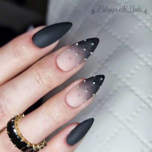 Decorative Black Ombre Nail On Female