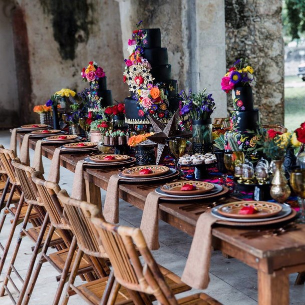 Decorative Black Tiered Cake Mexican Wedding Decorations