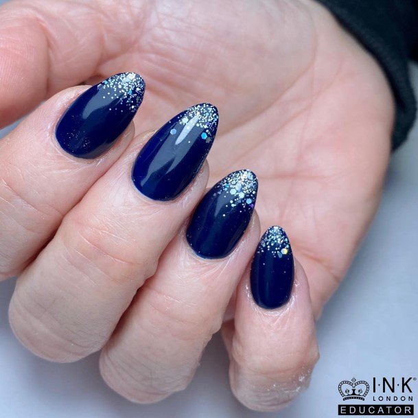 Decorative Blue And Silver Nail On Female