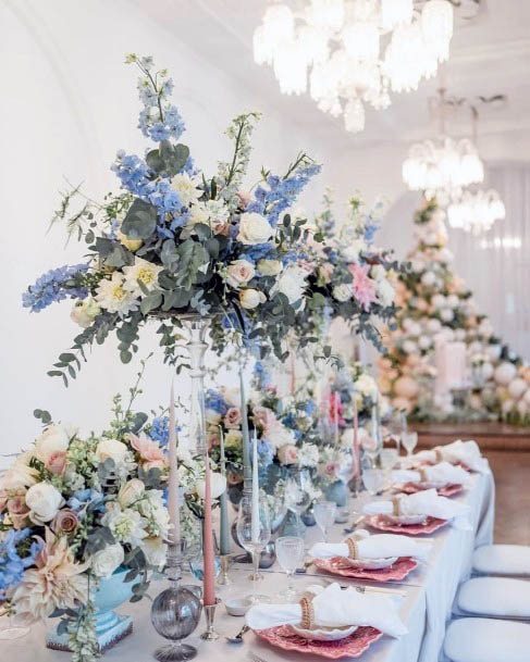 Decorative Blue Flowers Wedding Table