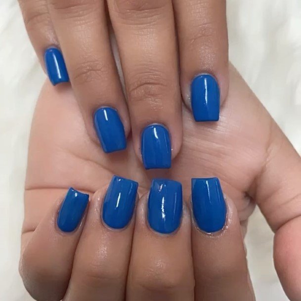 Decorative Blue Short Nail On Female