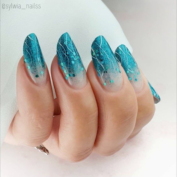 Decorative Blue Summer Nail On Female