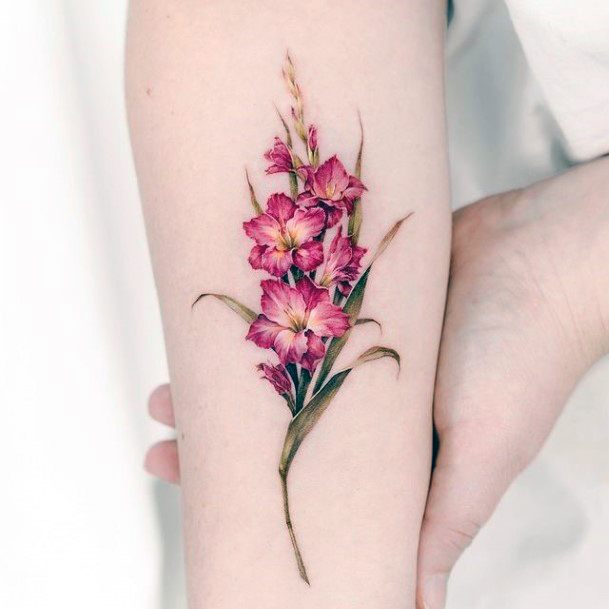 Decorative Bouquet Tattoo On Female