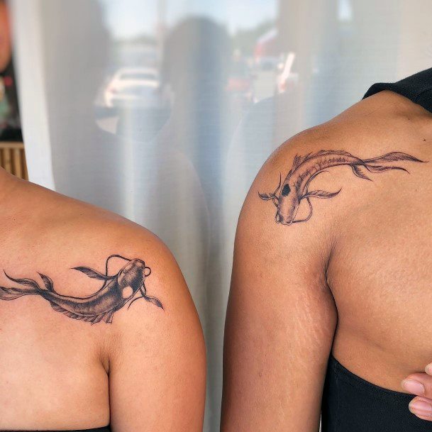 Decorative Brother Sister Tattoo On Female