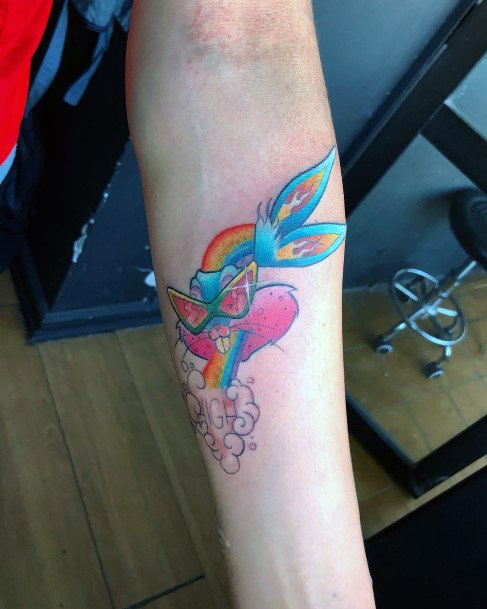 Decorative Bugs Bunny Tattoo On Female