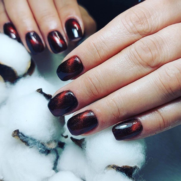 Decorative Burgundy And Black Nail On Female