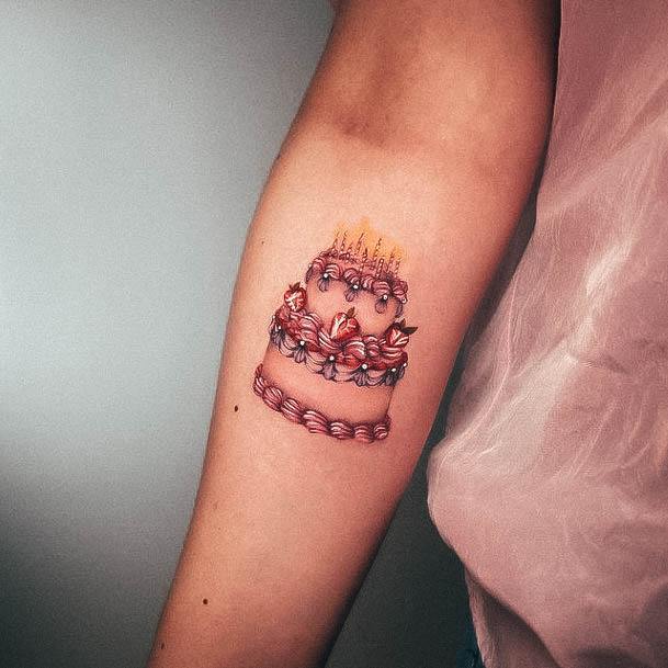 Decorative Cake Tattoo On Female