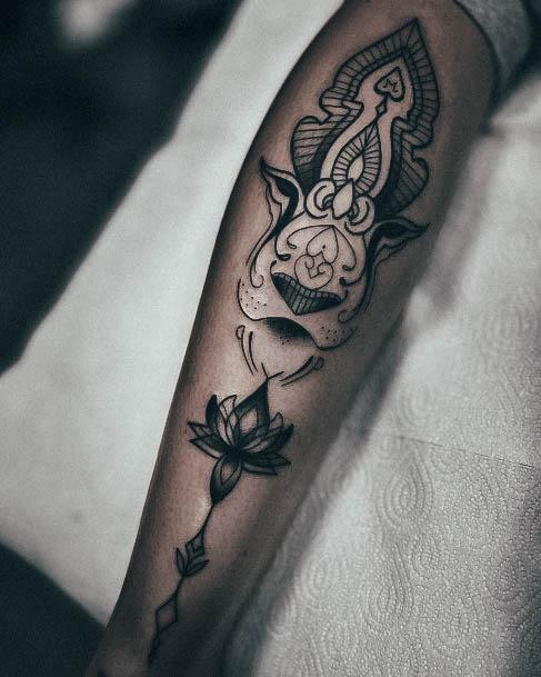 Decorative Calf Tattoo On Female