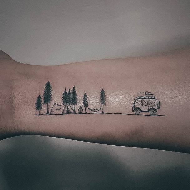 Decorative Camping Tattoo On Female