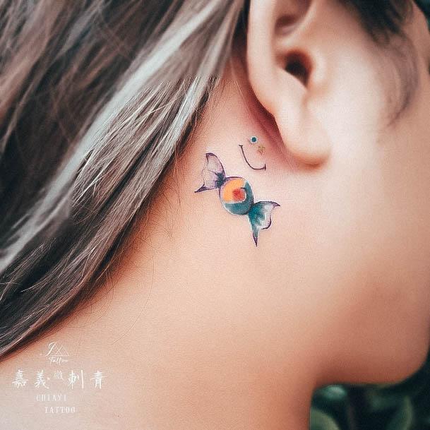 Decorative Candy Tattoo On Female