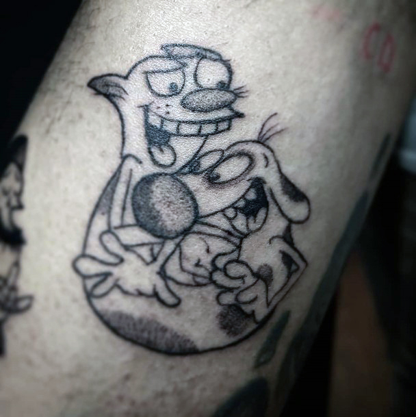 Decorative Catdog Tattoo On Female