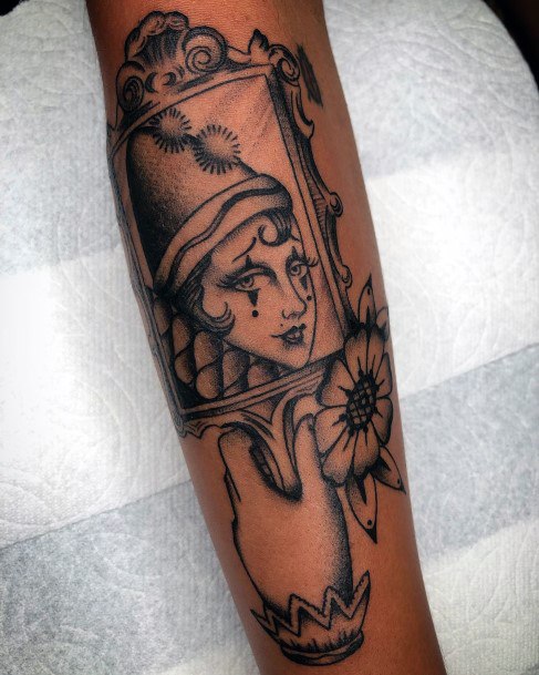 Decorative Clown Tattoo On Female