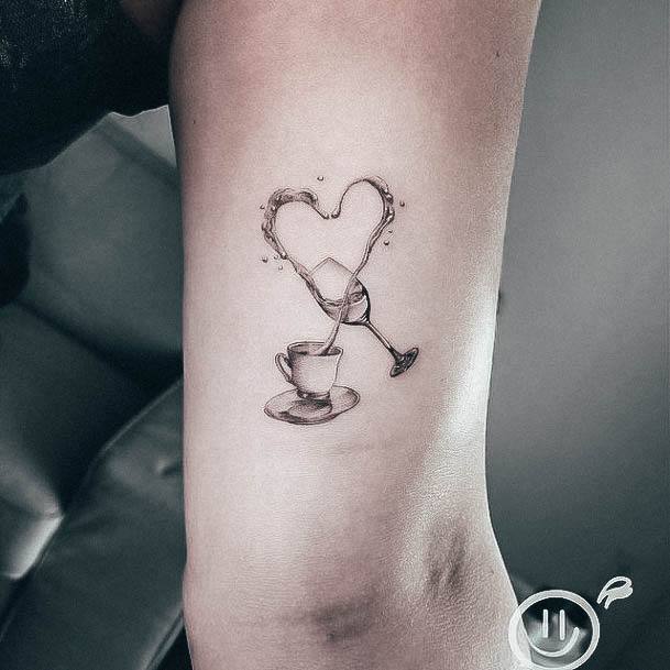 Decorative Coffee Mug Tattoo On Female