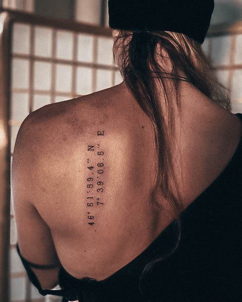 Decorative Coordinates Tattoo On Female