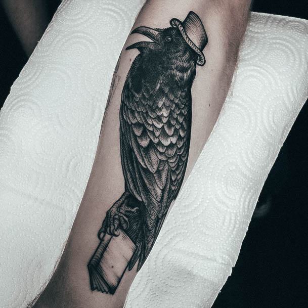 Decorative Crow Tattoo On Female