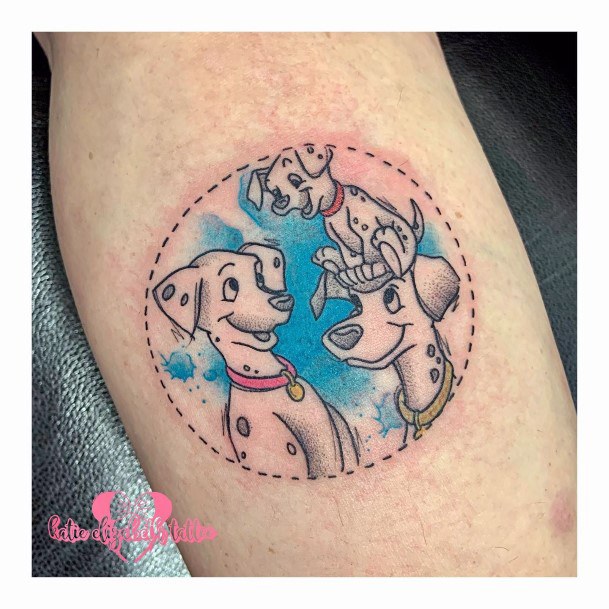 Decorative Dalmatian Tattoo On Female