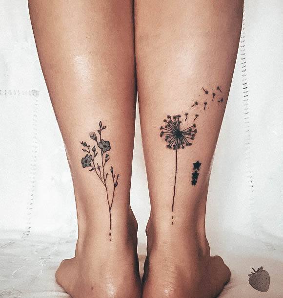 Decorative Dandelion Tattoo On Female