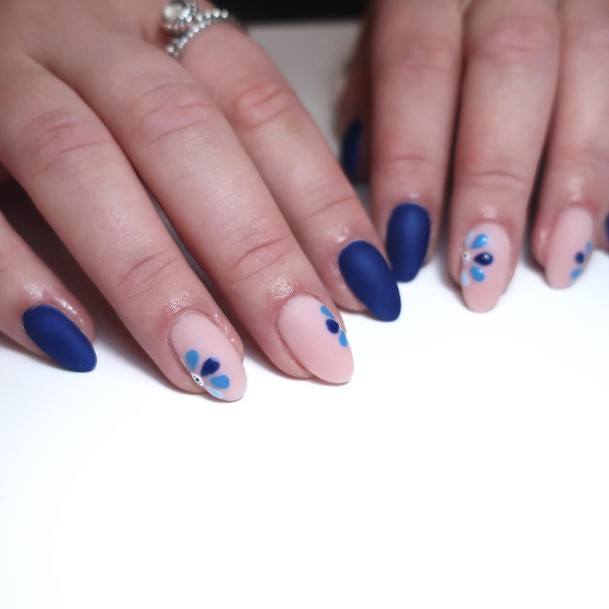 Decorative Dark Blue Matte Nail On Female