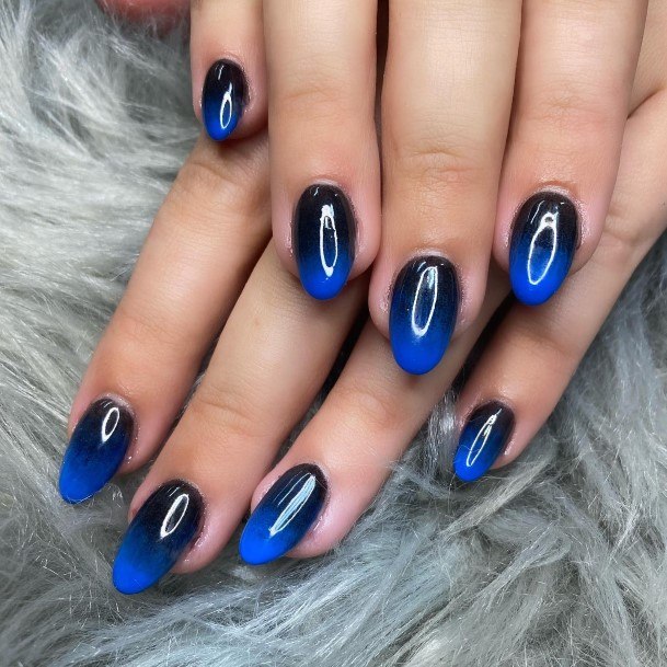 Decorative Dark Blue Ombre Nail On Female