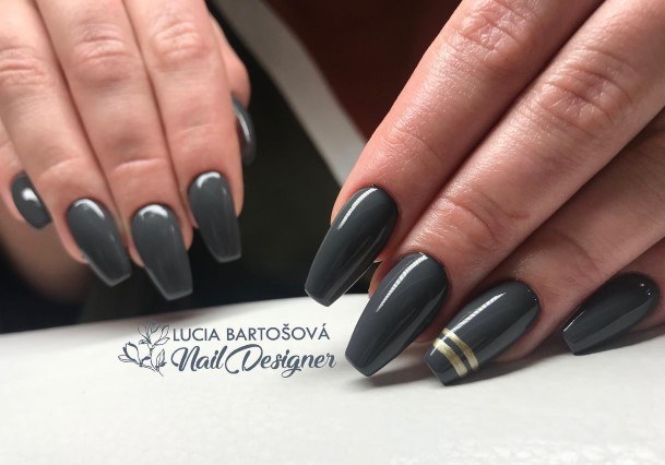 Decorative Dark Grey Nail On Female