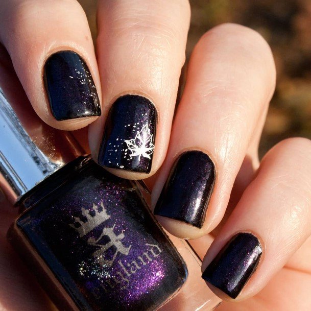 Decorative Deep Purple Nail On Female