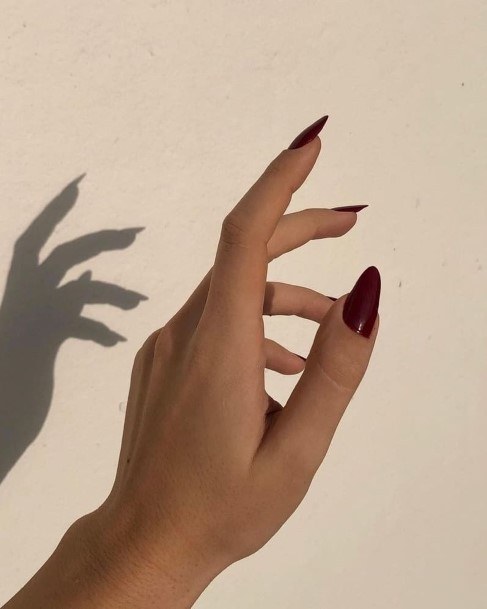 Decorative Deep Red Nail On Female
