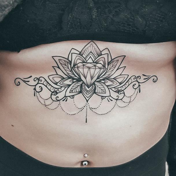 Decorative Diamond Tattoo On Female