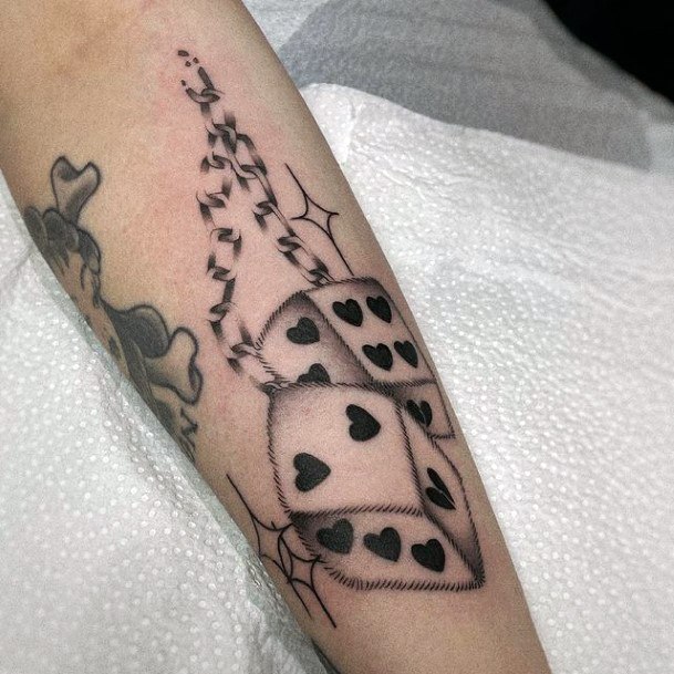 Decorative Dice Tattoo On Female