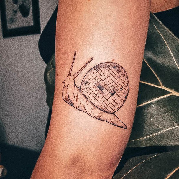 Decorative Disco Ball Tattoo On Female