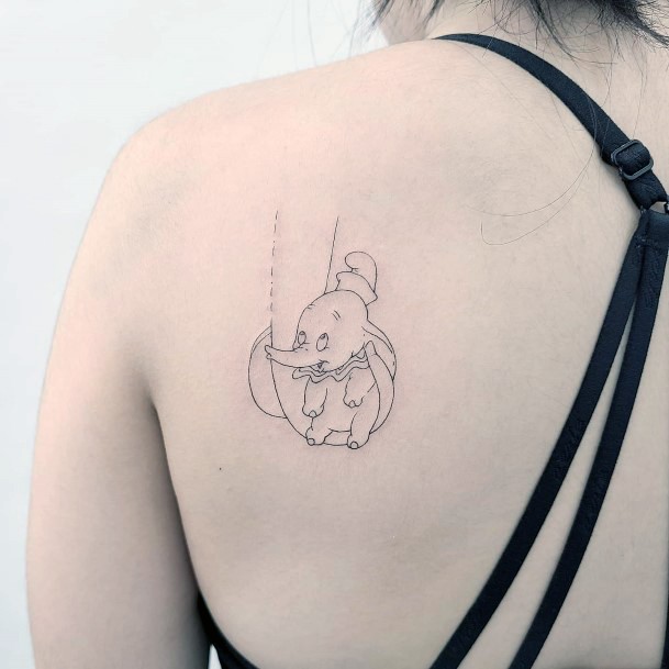Decorative Dumbo Tattoo On Female
