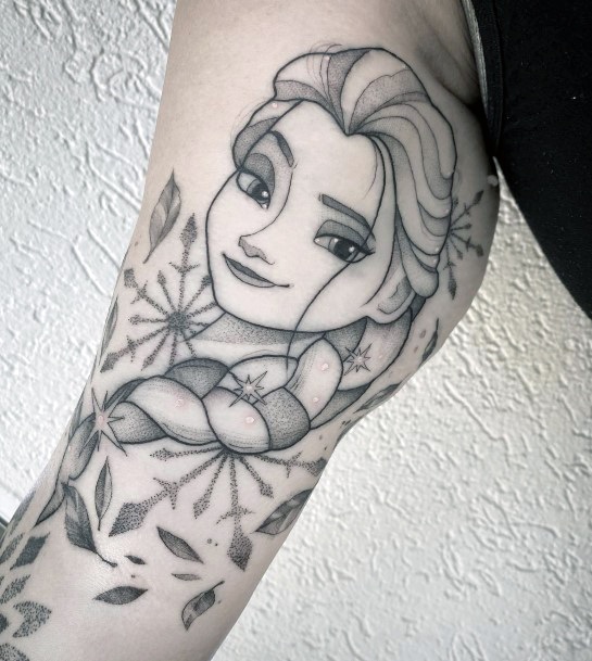 Decorative Elsa Tattoo On Female