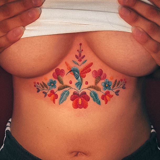 Decorative Embroidery Tattoo On Female