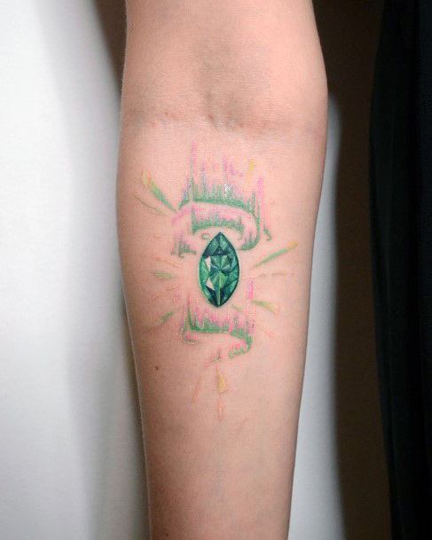 Decorative Emerald Tattoo On Female