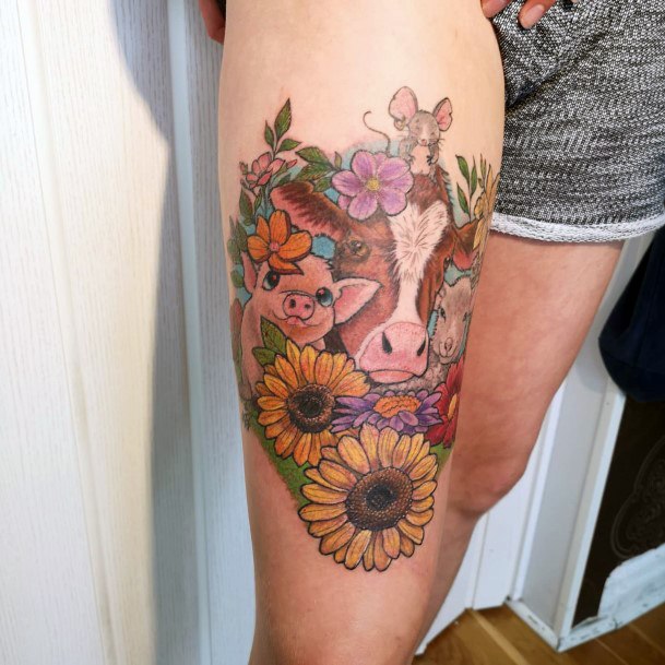 Decorative Farm Tattoo On Female