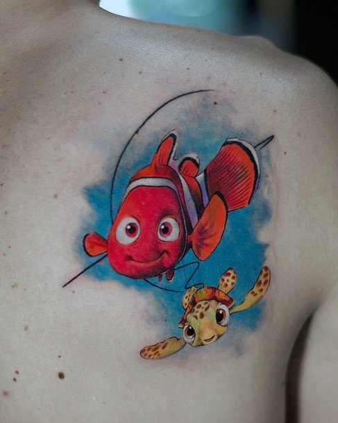 Decorative Finding Nemo Tattoo On Female