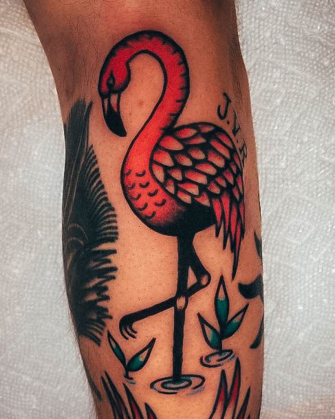 Decorative Flamingo Tattoo On Female