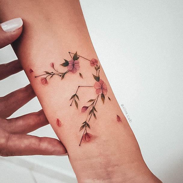 Decorative Floral Tattoo On Female