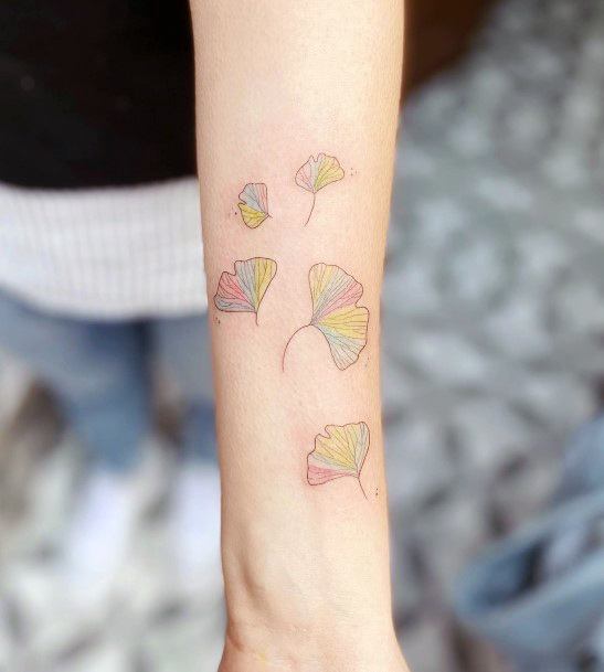 Decorative Ginkgo Tattoo On Female