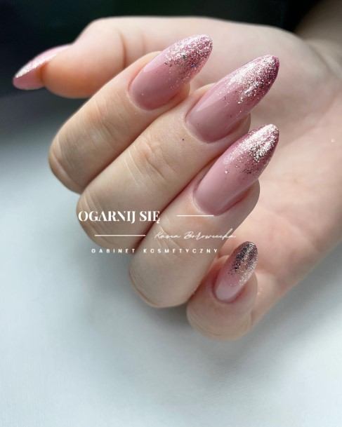 Decorative Gold Ombre Nail On Female