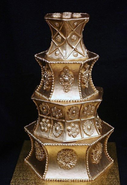 Decorative Golden Wedding Cake