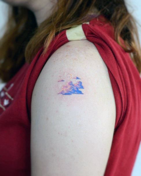 Decorative Gradient Tattoo On Female