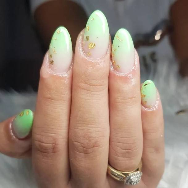 Decorative Green Ombre Nail On Female