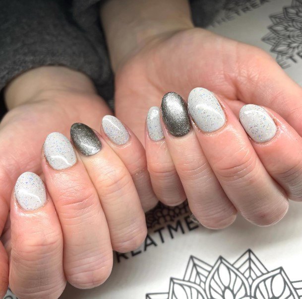 Decorative Grey With Glitter Nail On Female