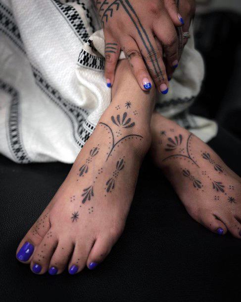 Decorative Handpoke Tattoo On Female