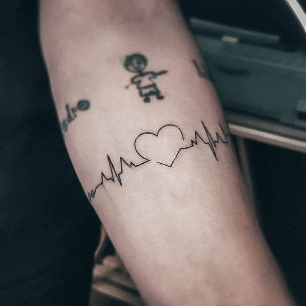 Decorative Heartbeat Tattoo On Female