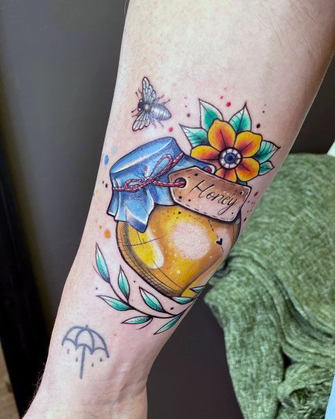 Decorative Honey Tattoo On Female